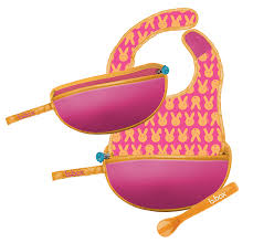 B.box-旅行圍兜袋 Travel Bib + Silicone Spoon- Hip Hop (Pink Bunny)