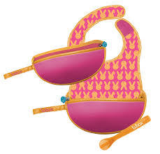 B.box-旅行圍兜袋 Travel Bib + Silicone Spoon- Hip Hop (Pink Bunny)