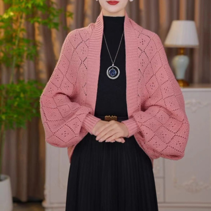 【Versatile Clothing】Plaid Knit Shawl Cardigan