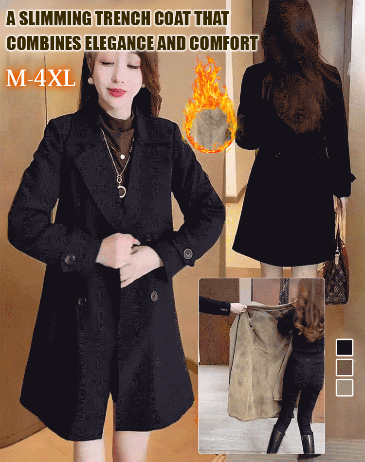 Mid-length fleece trench coat