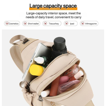 Ladies large capacity shoulder bag Multicompartment antitheft lightweight chest bag shoulder bag
