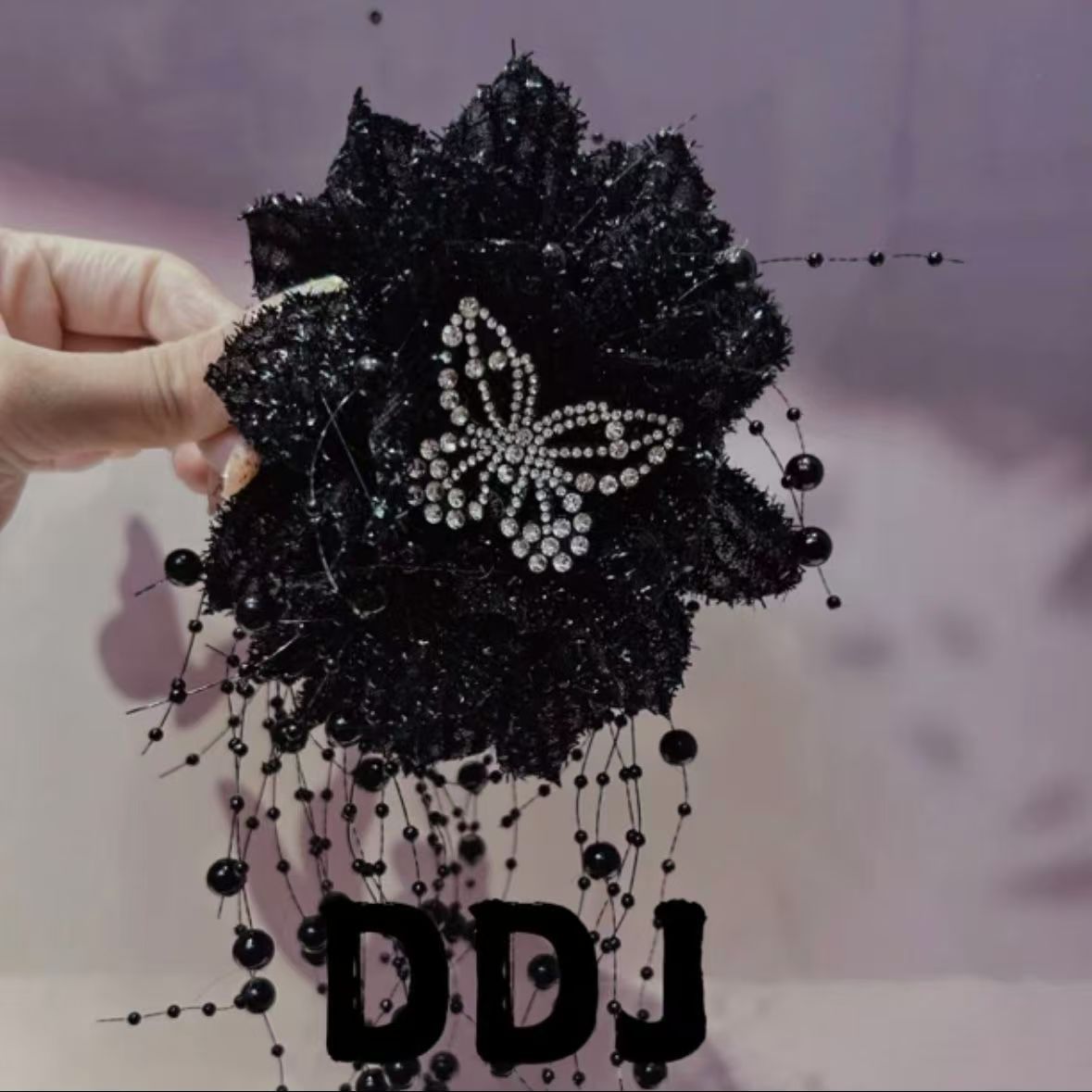 Elegant shiny silk butterfly rose tassel hair claw