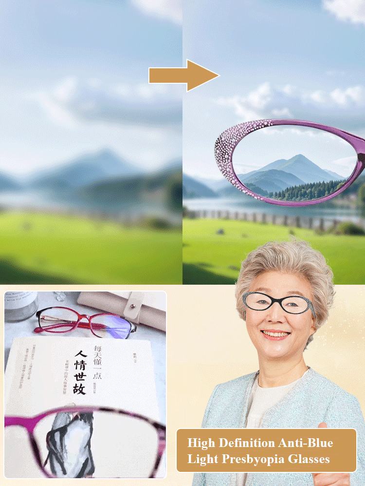 Fashionable diamond-studded beauty reading glasses