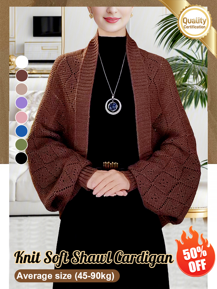 【Versatile Clothing】Plaid Knit Shawl Cardigan