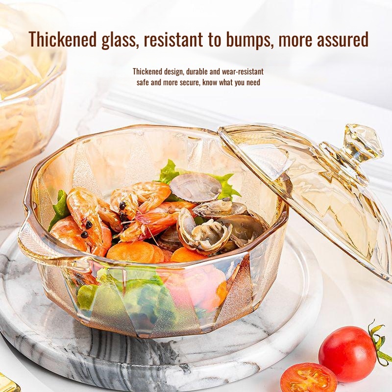 Amber diamond glass brown high value style with cover household instant noodle salad double ear soup