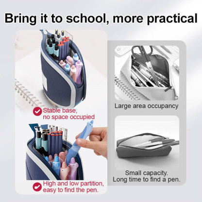 Two-in-one large capacity multi-layer standing pen holder pen bag