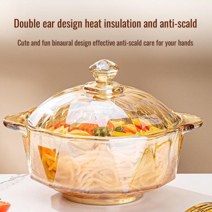 Amber diamond glass brown high value style with cover household instant noodle salad double ear soup