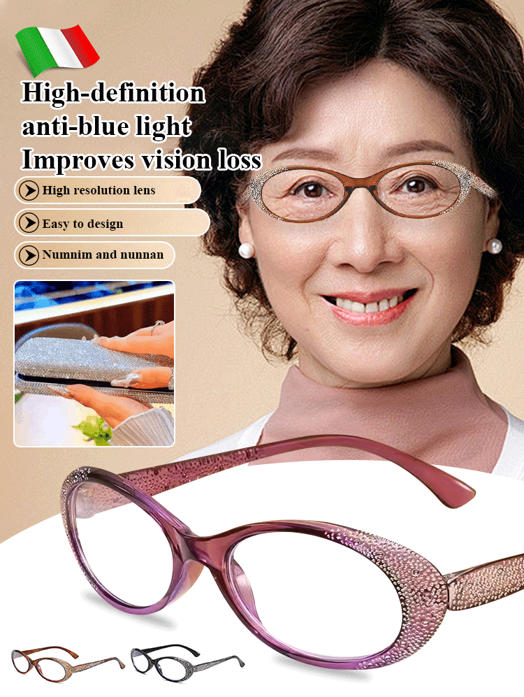 Fashionable diamond-studded beauty reading glasses