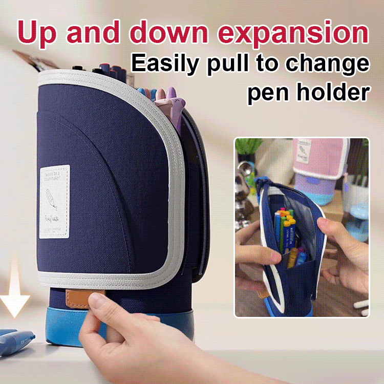 Two-in-one large capacity multi-layer standing pen holder pen bag