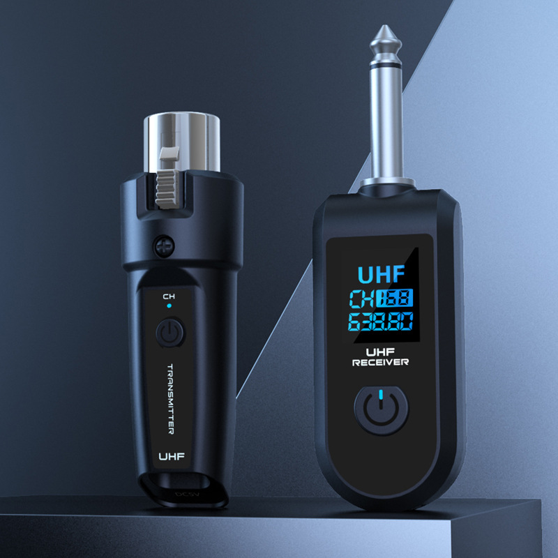 Wired to wireless microphone system transmitter and receiver