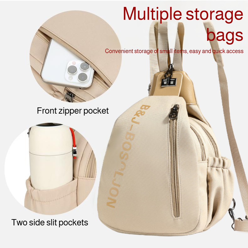 Ladies large capacity shoulder bag Multicompartment antitheft lightweight chest bag shoulder bag