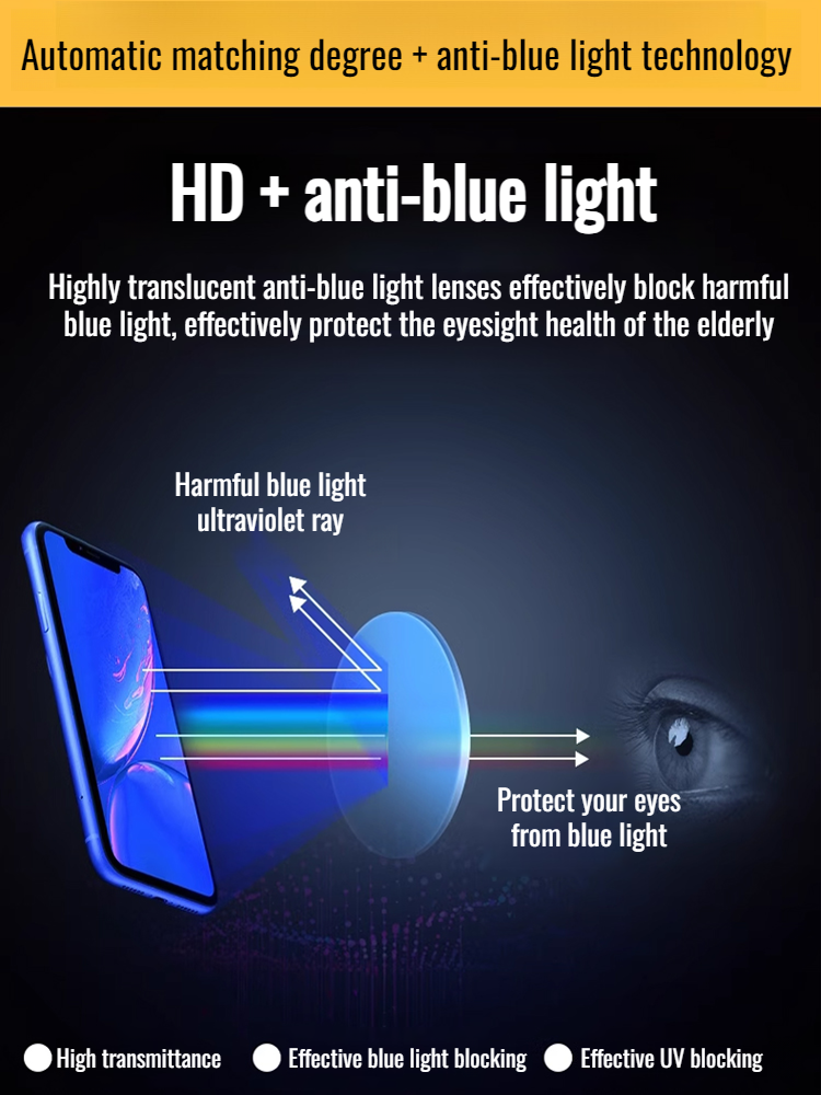 Business men's highdefinition farsighted black technology glasses