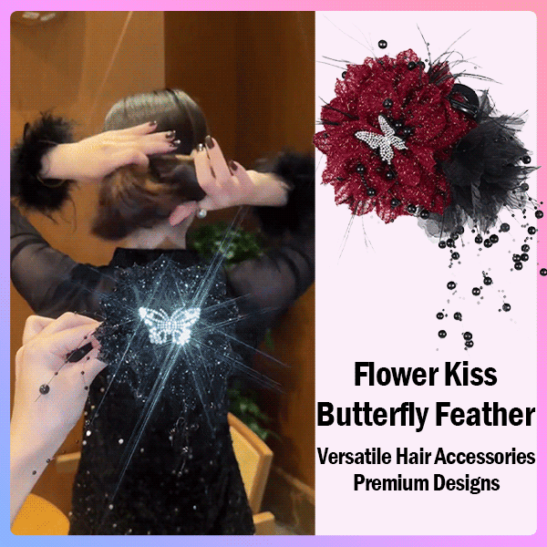 Elegant shiny silk butterfly rose tassel hair claw