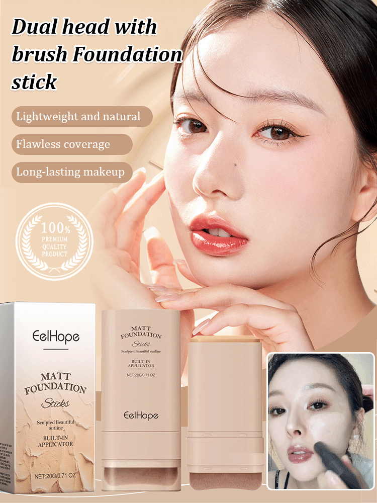 Dual-ended foundation stick with brush