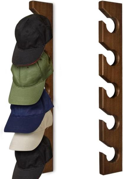 Wall-mounted Solid Wood Cap Display Rack 
