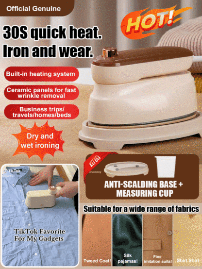 Small handheld ironing machine for home use