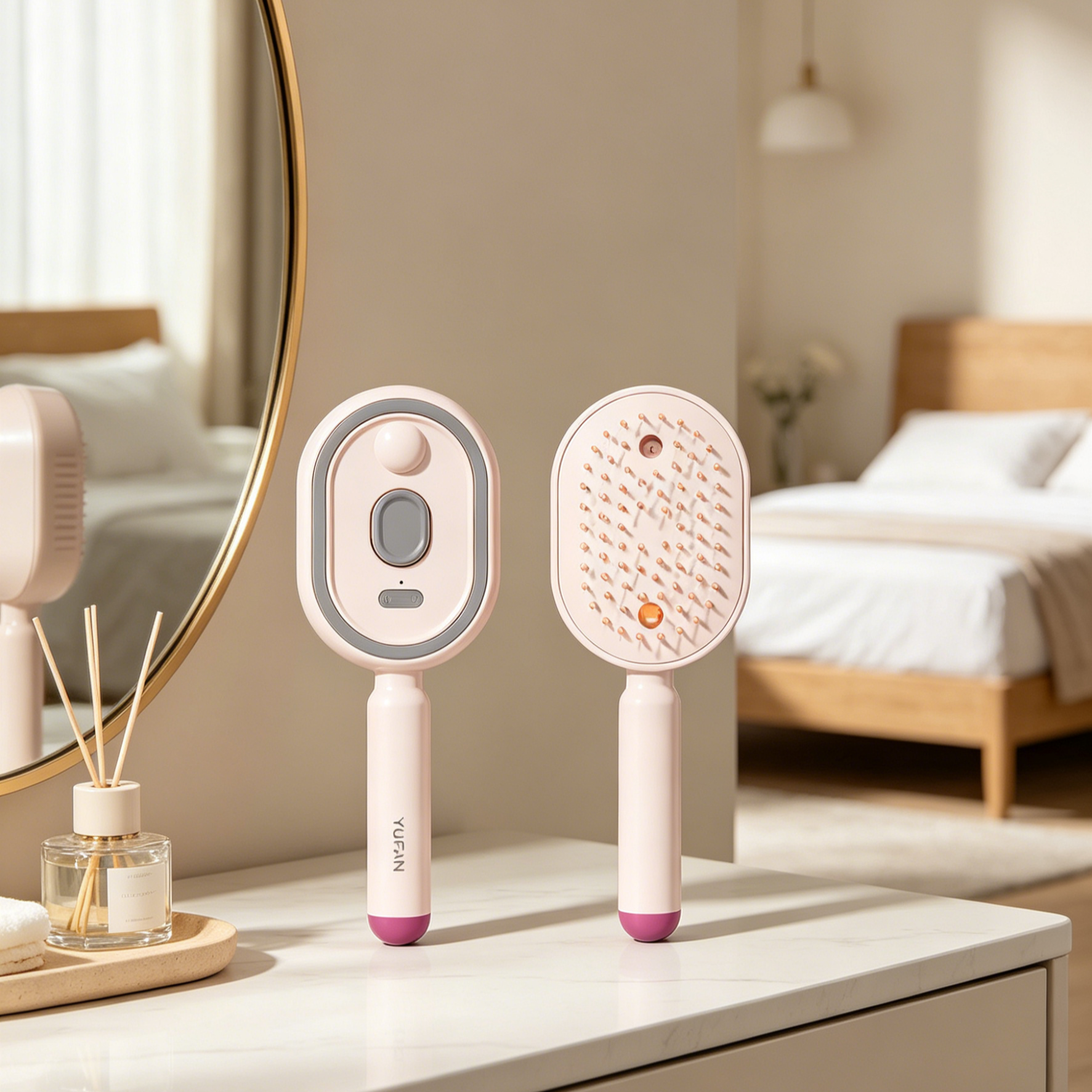 Red Light Essential Oil Hair Comb | Leave-In Scalp Massager & Detangling Therapy Brush