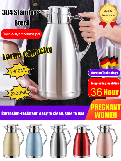 【German Technology】304 stainless steel double-layer thermos pot