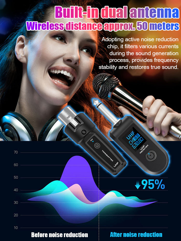 Wired to wireless microphone system transmitter and receiver