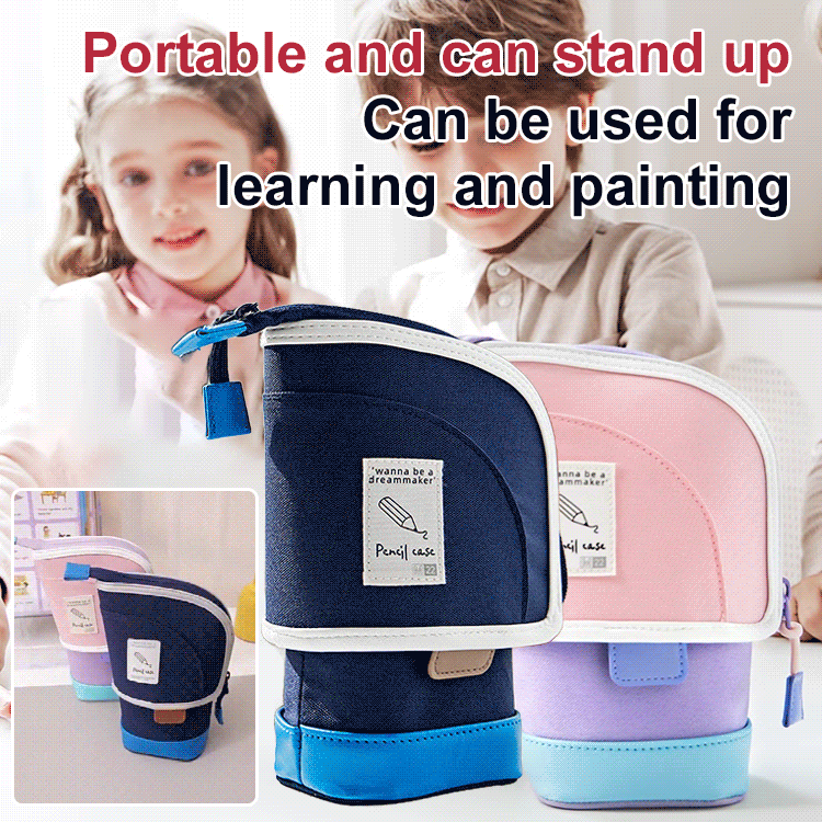 Two-in-one large capacity multi-layer standing pen holder pen bag