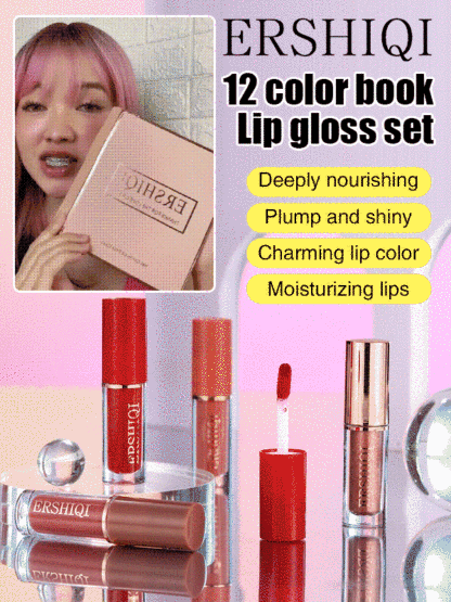 12-color book lip gloss set