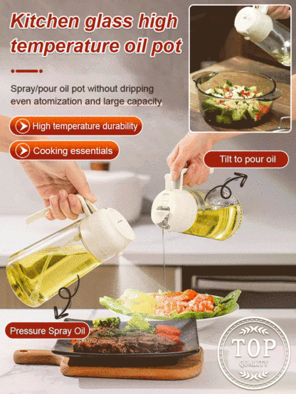 Kitchen glass high temperature resistant spray and pour one oil pot
