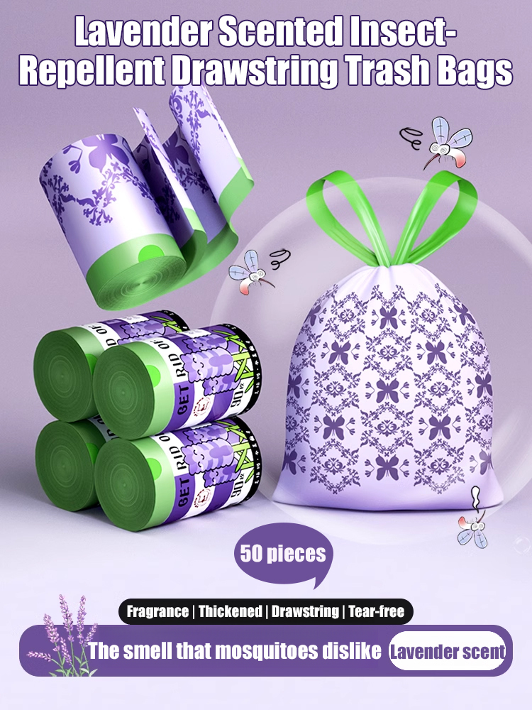 Lavender Insect-Repellent Drawstring Trash Bag