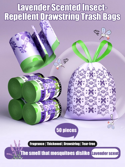 Lavender Insect-Repellent Drawstring Trash Bag