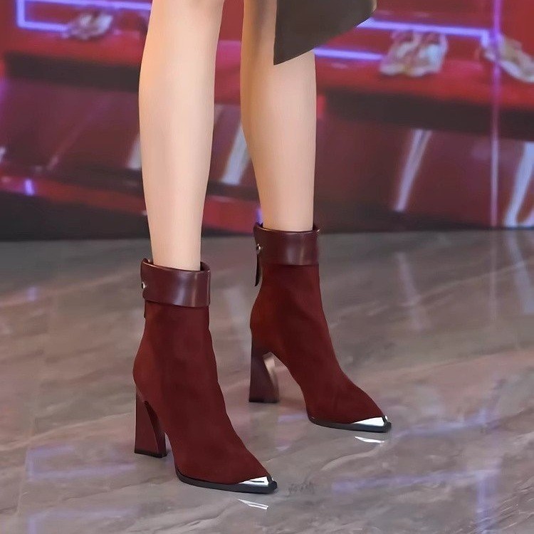 韓版兩穿時裝高跟靴