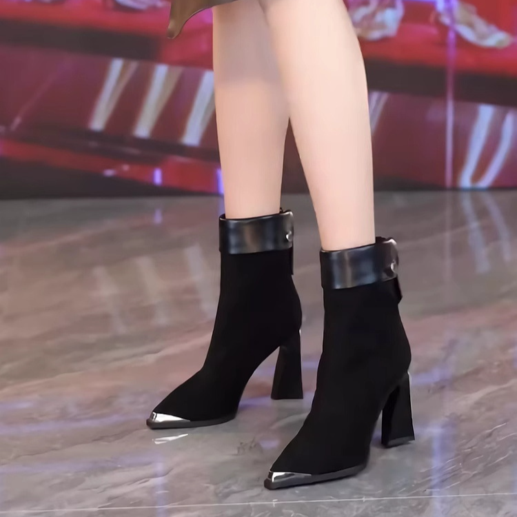 韓版兩穿時裝高跟靴