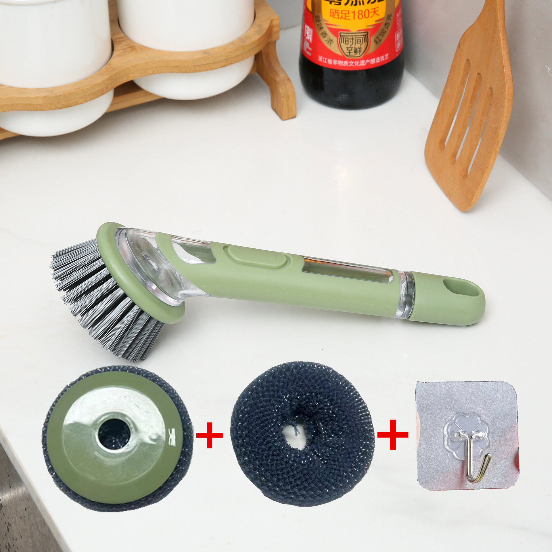 不臟手自動出液長柄鍋刷套裝