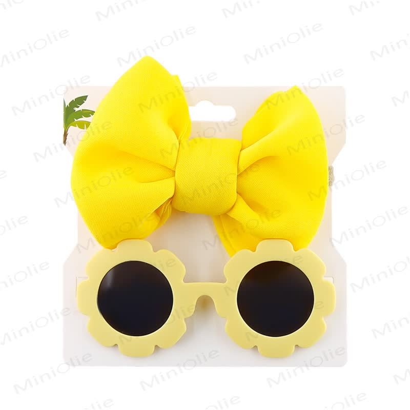 Baby Sunglasses and Bowknot Headband Set - Yellow - image 13