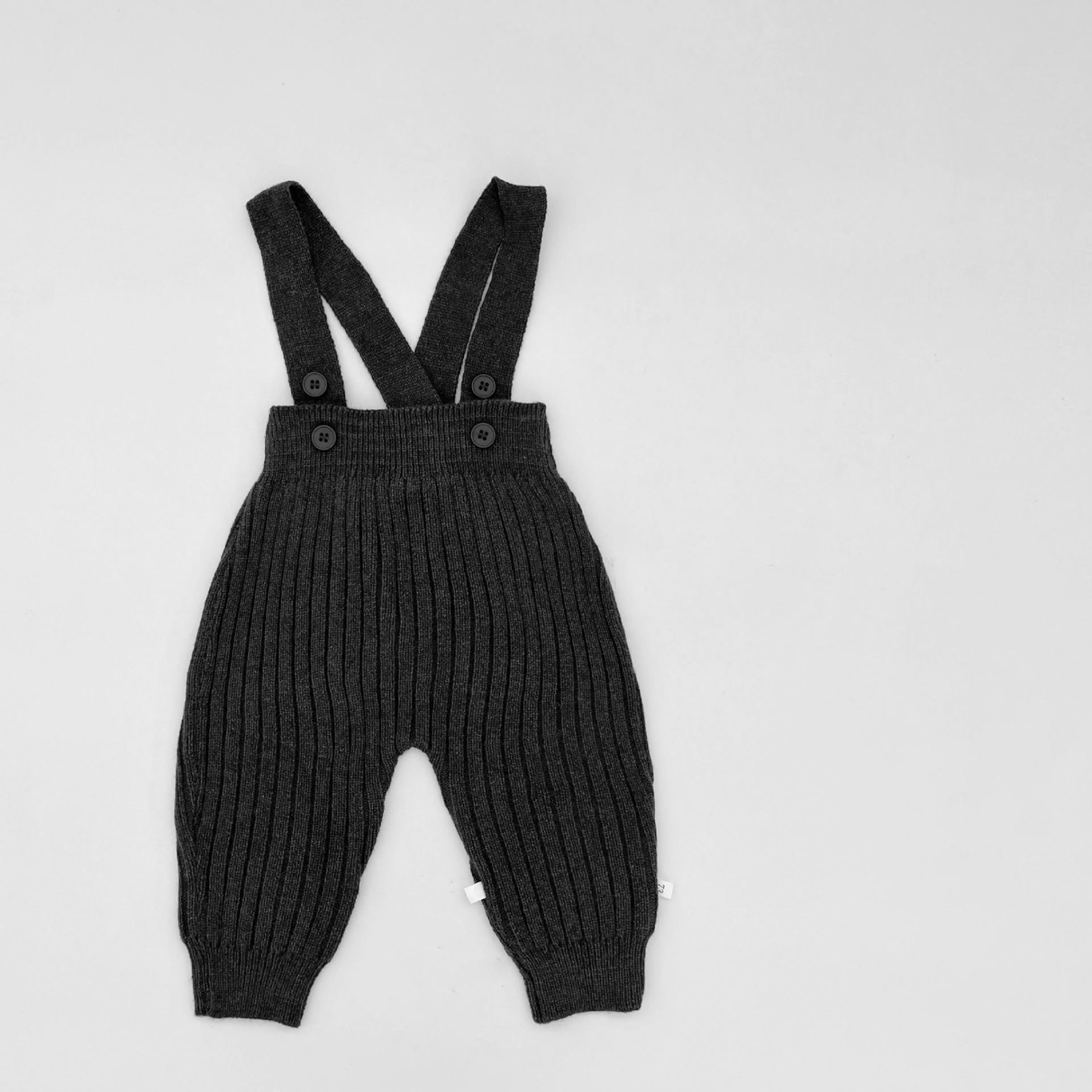 Baby Solid Color Knitted Overalls - Dark Gray - 2-3T - image 4