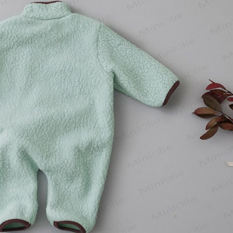 Baby Contrast Color Fleece Romper - image 7