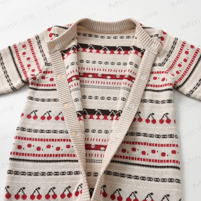 Baby Knit Cherry Print Romper - image 3
