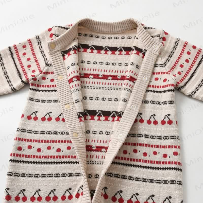 Baby Knit Cherry Print Romper - image 3