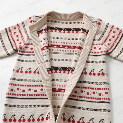 Baby Knit Cherry Print Romper - image 3