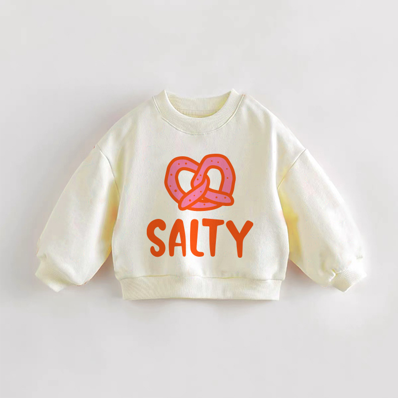 SALTY Baby Toddler Pretzel Sweatshirt - Cream - 3-5T - image 1