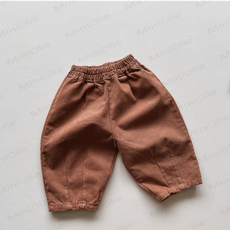 Baby Toddler Solid Color Loose Pants - Red Brown - 8Y - image 3