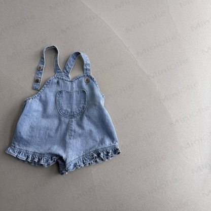 Baby Denim Pocket Ruffled Overalls - image 5