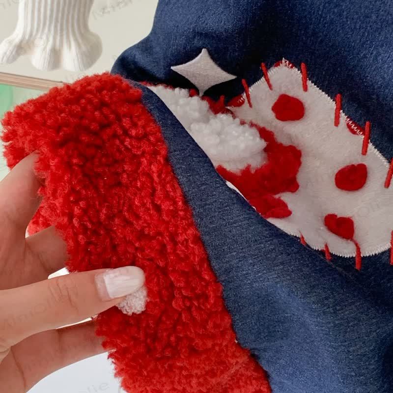 Toddler Girl Apple Denim Fleece Sleeveless Dress/White Top - image 11