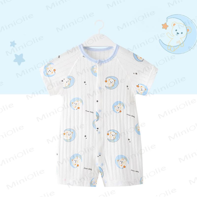 Baby Soft Cotton Short Sleeves Romper - White Moon - 2-3T - image 4