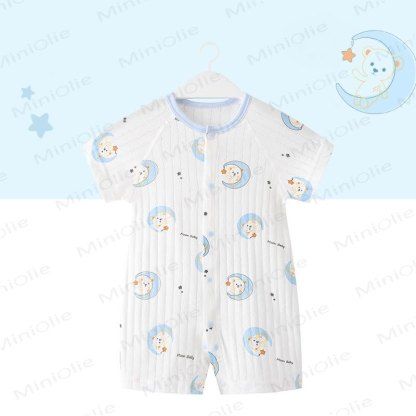 Baby Soft Cotton Short Sleeves Romper - White Moon - 2-3T - image 4