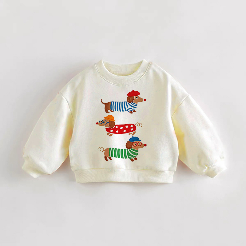 Baby Toddler Dachshund Beige Sweatshirt - Cream - 3-5T - image 1