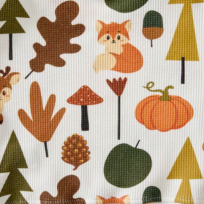 Baby Fox Deer Mushroom Pumpkin Print Waffle 2-piece Set - image 4