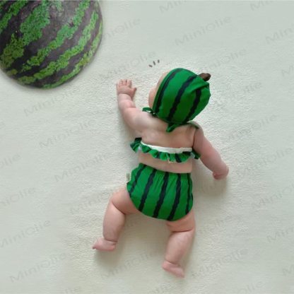 Baby Girl Watermelon 2-piece Swimsuit with Hat - image 6