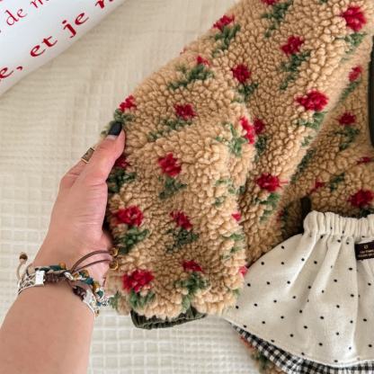 Toddler Girls Floral Print Sweet Fleece Outerwear - image 7