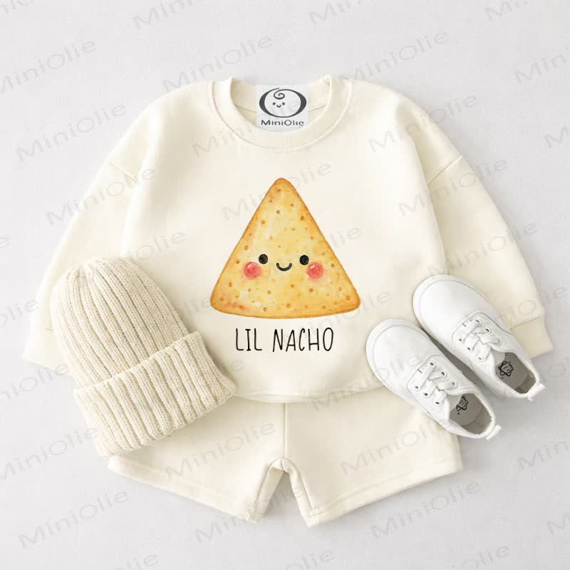 LIL NACHO Baby Cream White Sweatshirt and Shorts 2-piece Set - Cream White - 3-4T - image 1