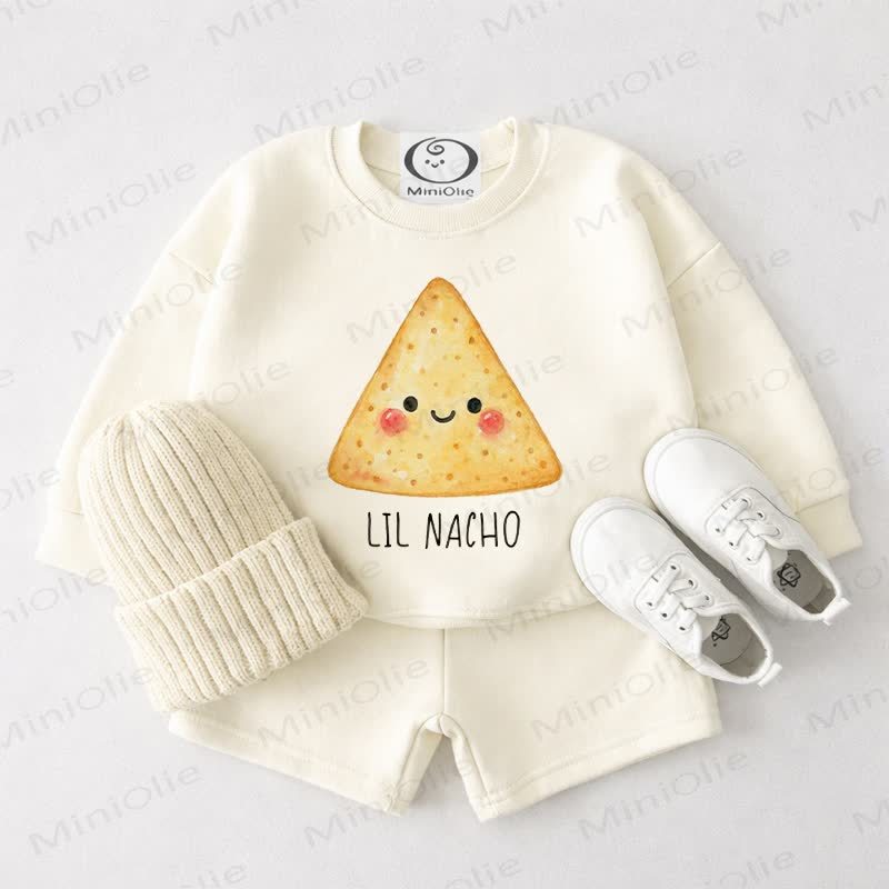 LIL NACHO Baby Cream White Sweatshirt and Shorts 2-piece Set - Cream White - 3-4T - image 1