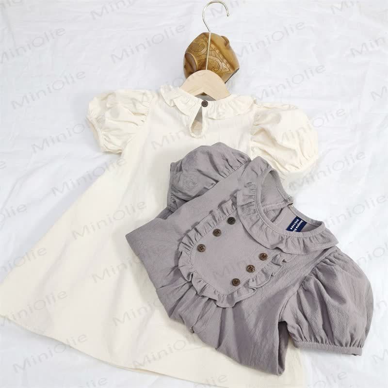Baby Toddler Solid Color Ruffled Collar Dress - image 5